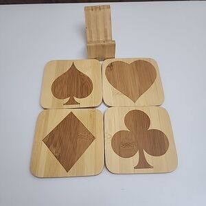 MCM Style Card Suit Wooden Coasters And‎ Stand -poker Games Party